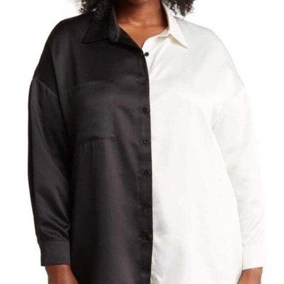 DR2 Tops - DR2 Black and White Colorblock Shirt Medium NWT